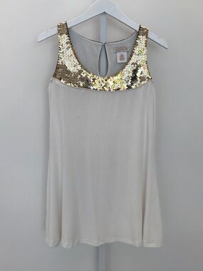 LaROK WHITE SEQUIN EMBELLISHED MINI DRESS SMALL